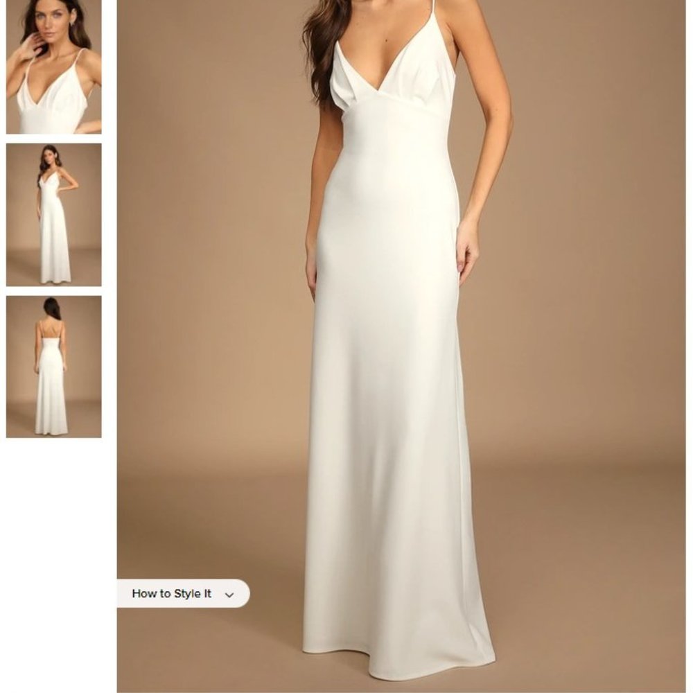 White Sleeveless V-Neck Maxi Dress